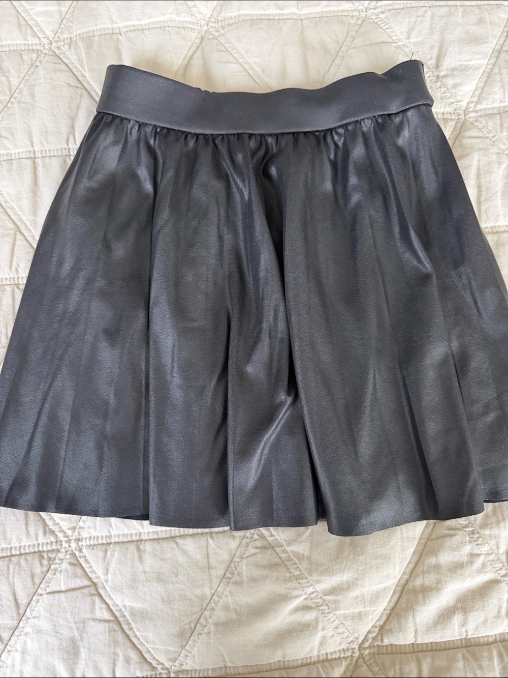 Zara Black Faux Leather Circle Skirt